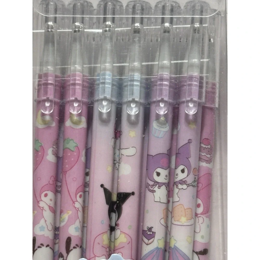 Sanrio 12 piece gel pen set w/pastel of Kuromi, My Melody, Hello Kitty .38mm